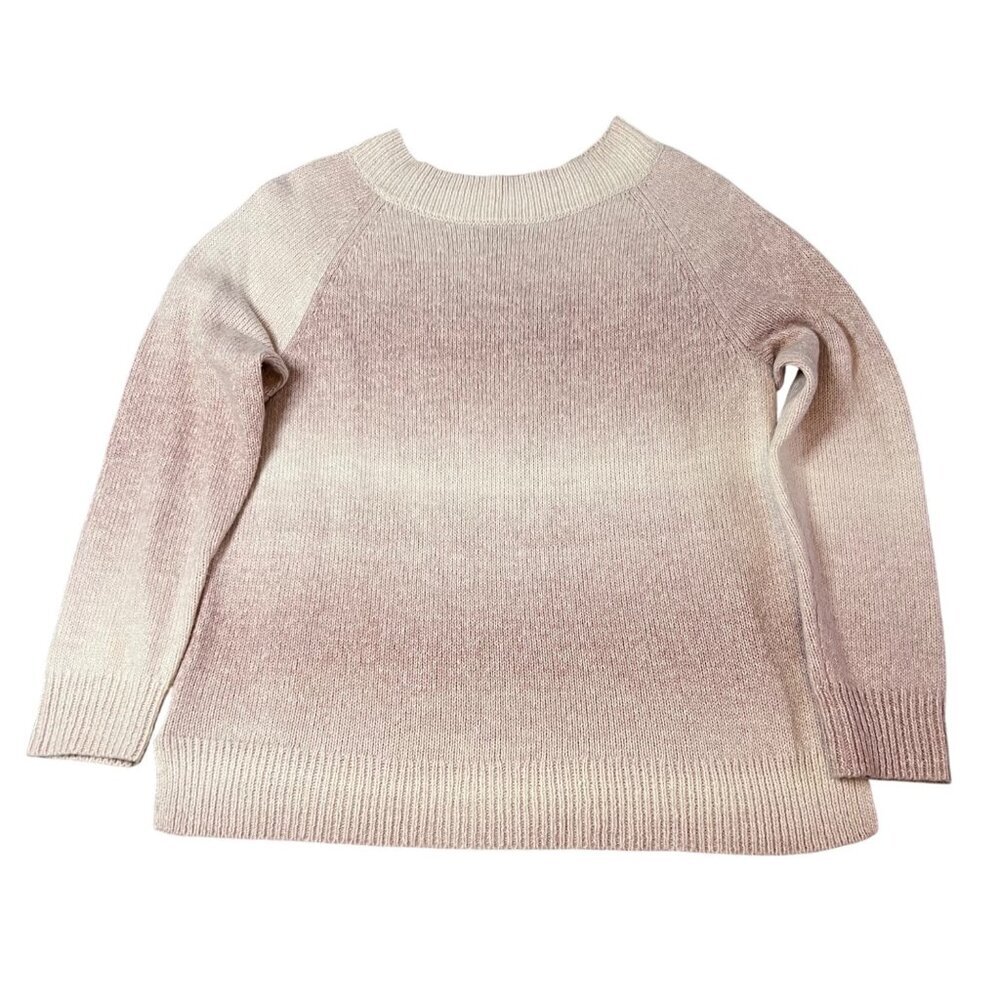 Chaps Womens Ombré Sweater Medium Cotton/Acrylic Blend Pink & Beige